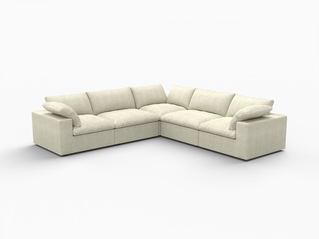 120" x 120" Linen Blend Modular L Shaped Five Piece Corner Sectional