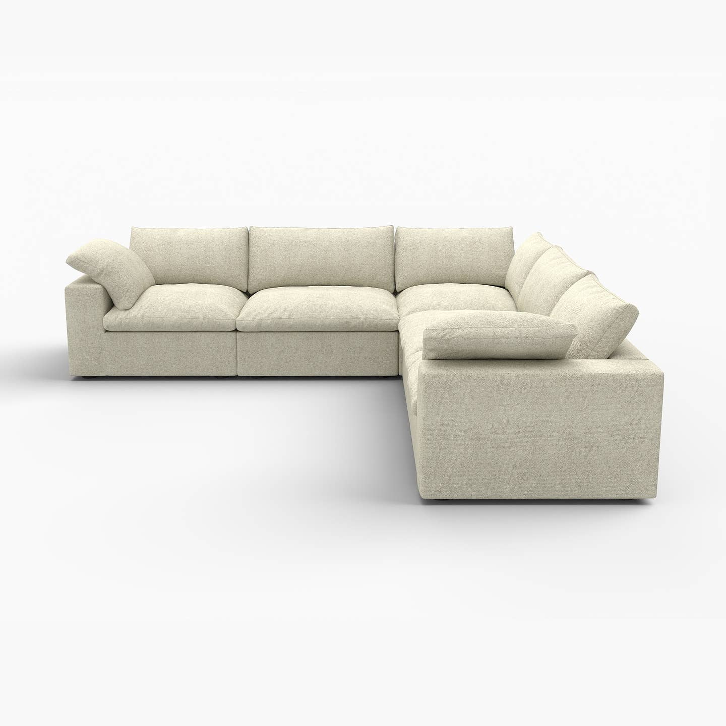 120" x 120" Linen Blend Modular L Shaped Five Piece Corner Sectional