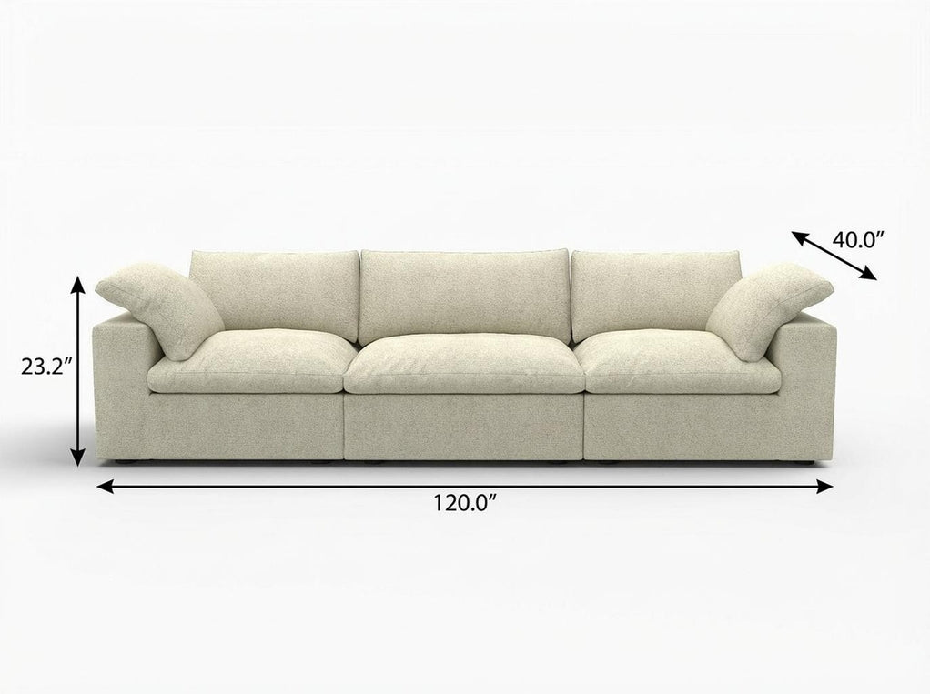 120" Linen Blend Modular Three-Seater Sectional