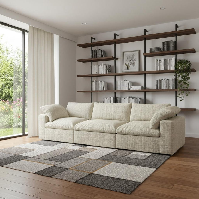 120" Linen Blend Modular Three-Seater Sectional