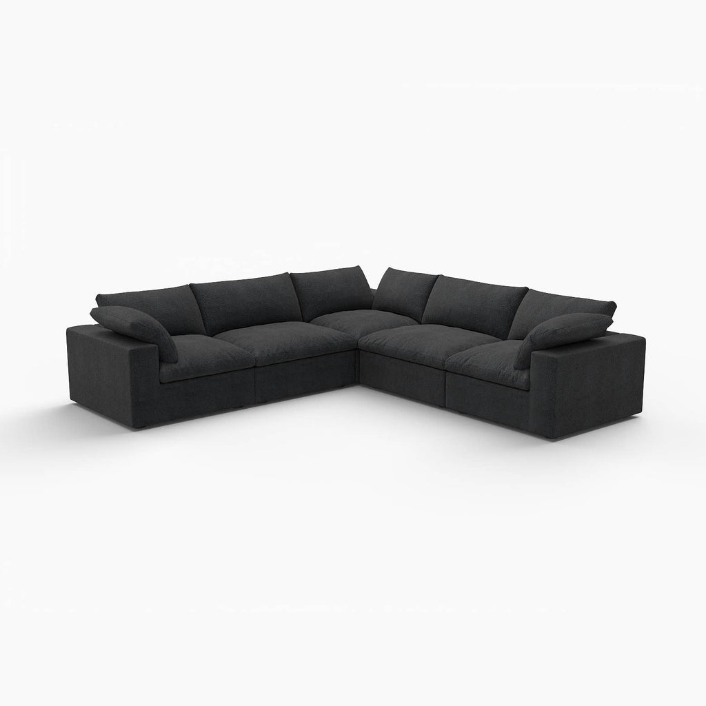 120" x 120" Linen Blend Modular L Shaped Five Piece Corner Sectional