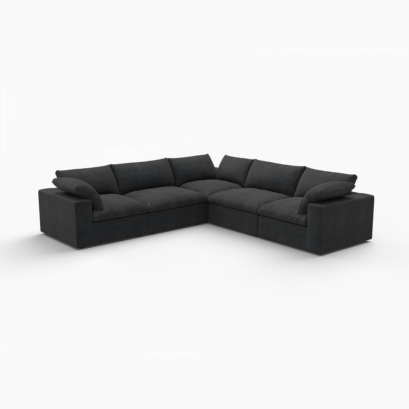 120" x 120" Linen Blend Modular L Shaped Five Piece Corner Sectional