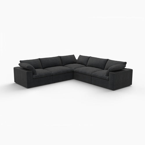 120" x 120" Linen Blend Modular L Shaped Five Piece Corner Sectional
