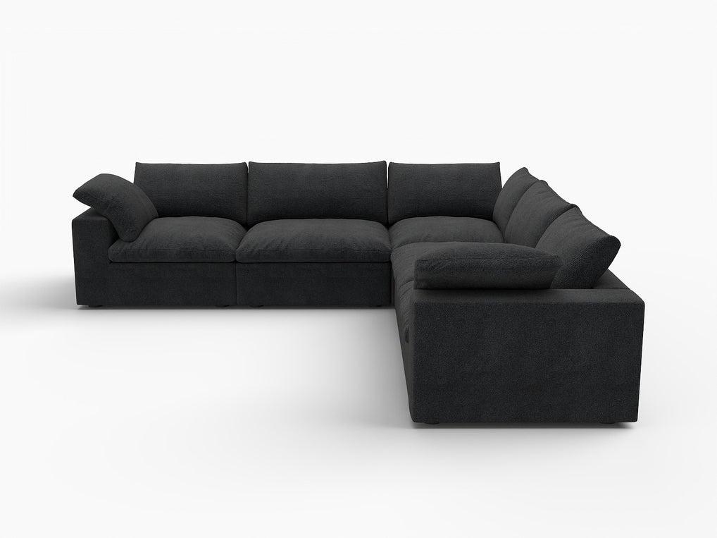 120" x 120" Linen Blend Modular L Shaped Five Piece Corner Sectional
