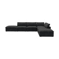 160" Linen Blend Modular Armless Sofa with Ottomans and Storage