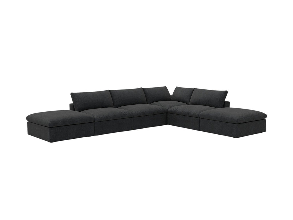 160" Linen Blend Modular Armless Sofa with Ottomans and Storage