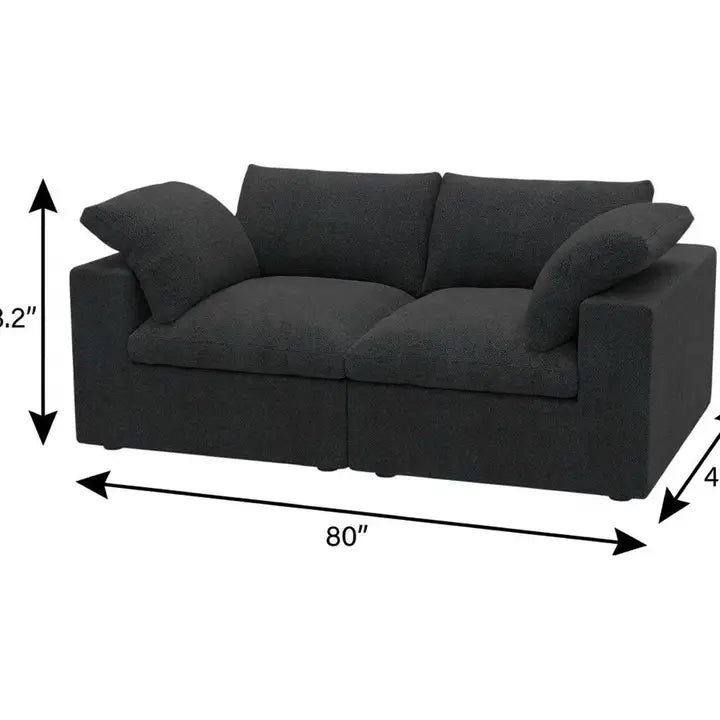 80" Linen Blend Modular Loveseat