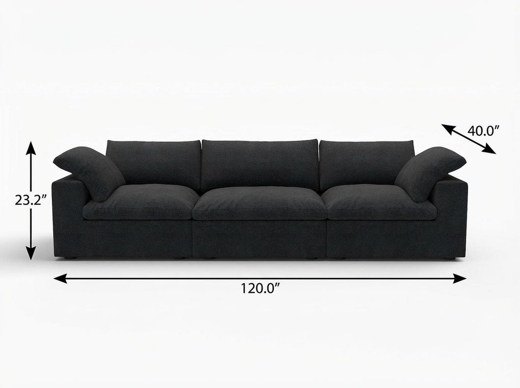 120" Linen Blend Modular Three-Seater Sectional