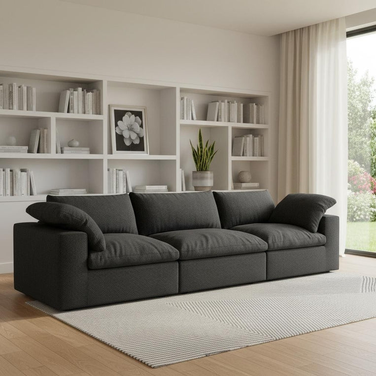 120" Linen Blend Modular Three-Seater Sectional