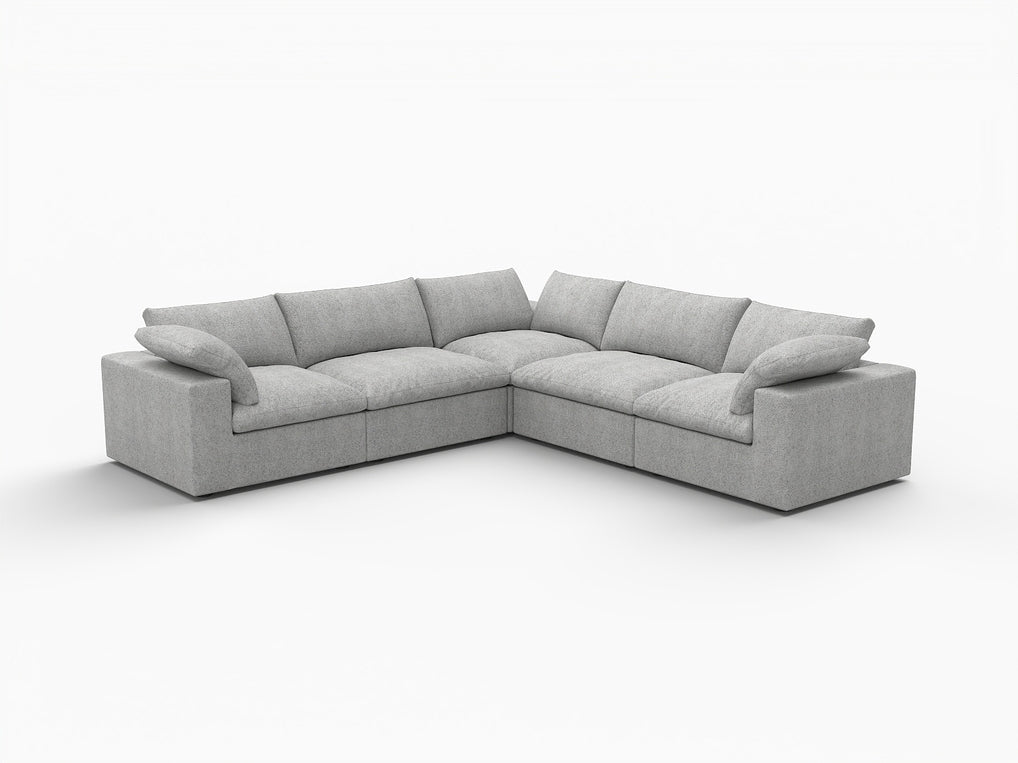 120" x 120" Linen Blend Modular L Shaped Five Piece Corner Sectional