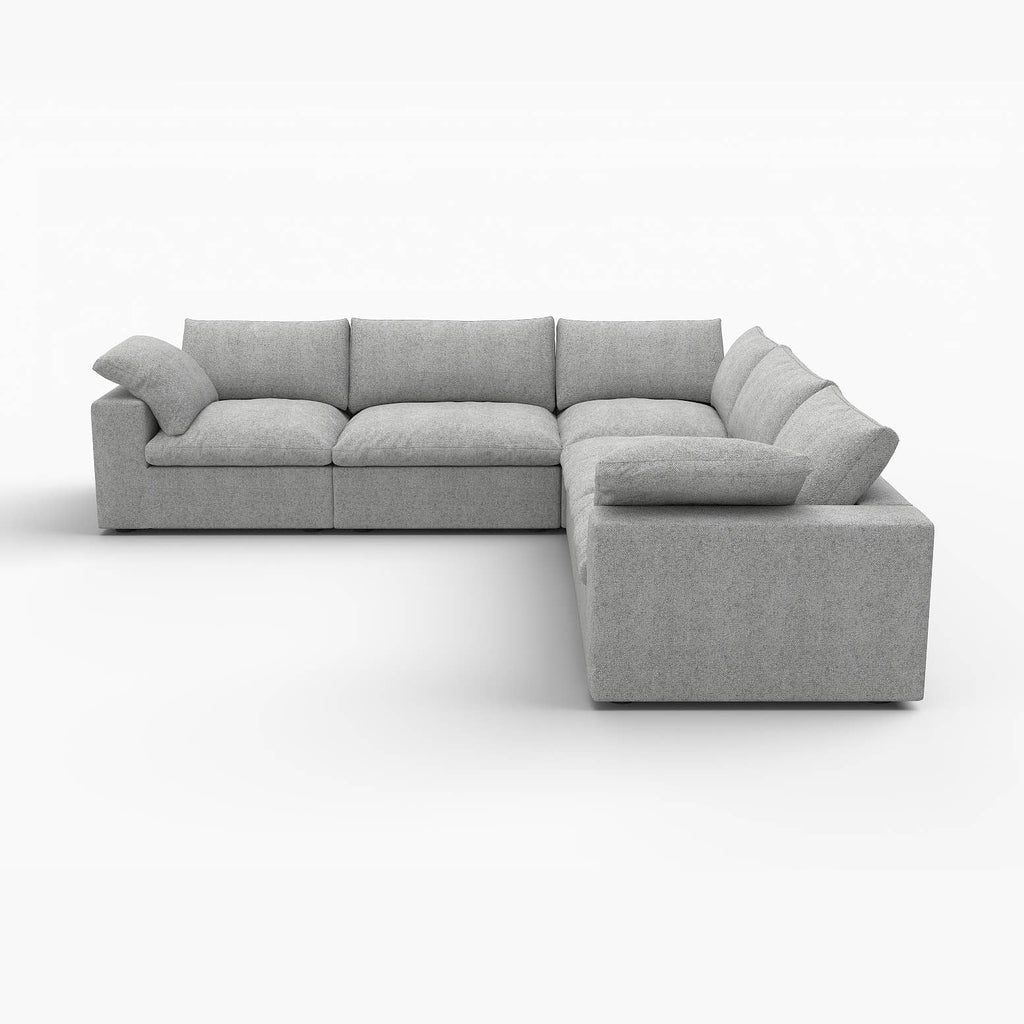 120" x 120" Linen Blend Modular L Shaped Five Piece Corner Sectional