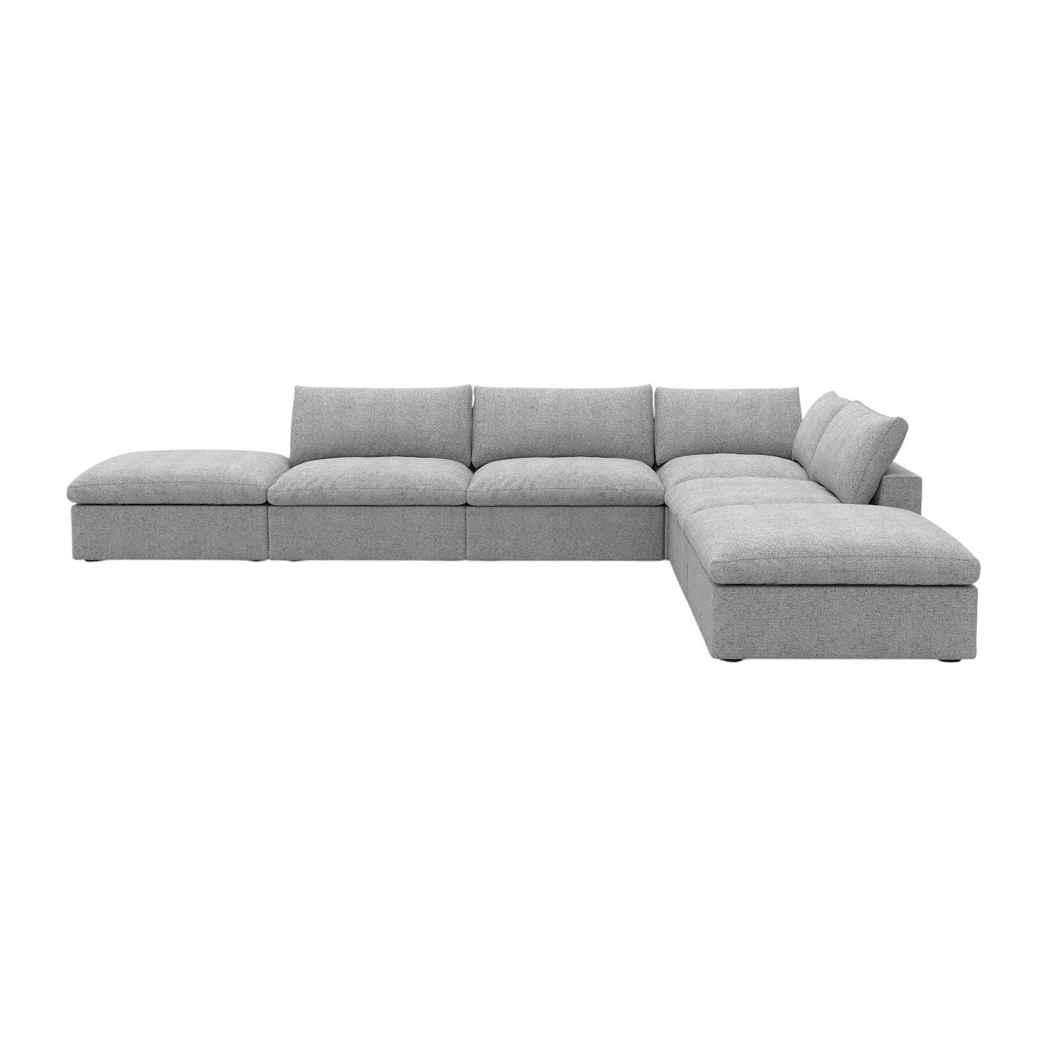 160" Linen Blend Modular Armless Sofa with Ottomans and Storage