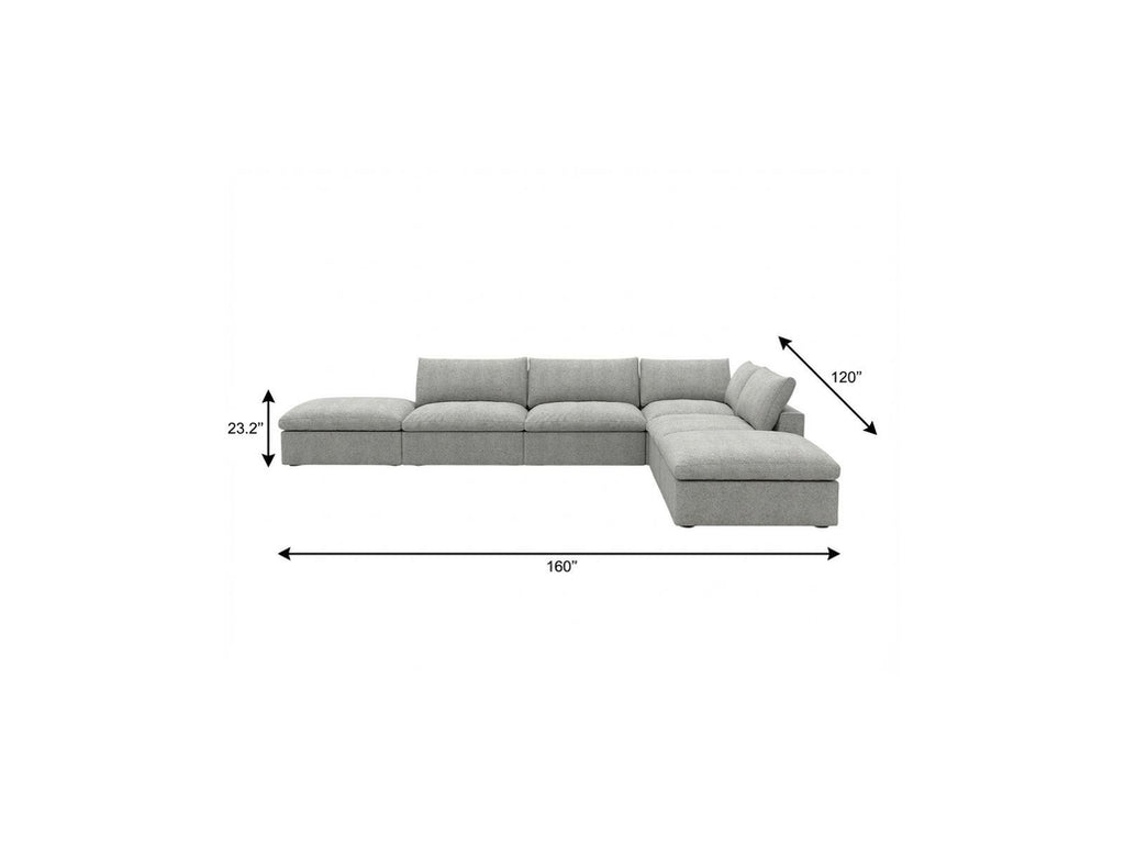 160" Linen Blend Modular Armless Sofa with Ottomans and Storage