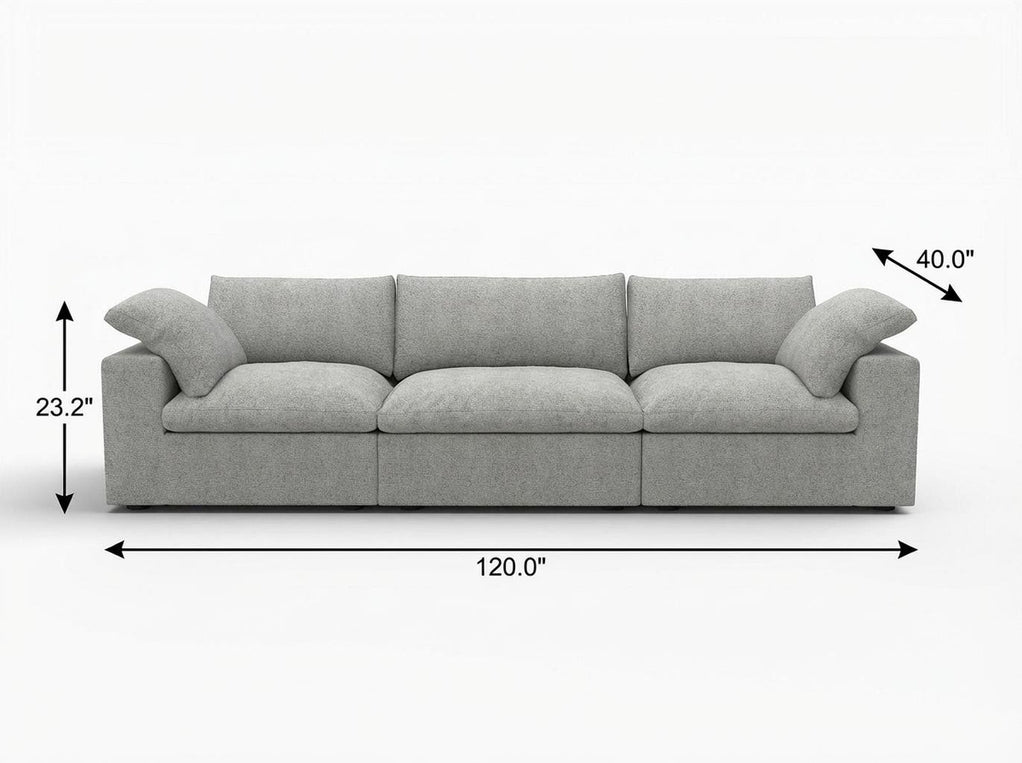 120" Linen Blend Modular Three-Seater Sectional