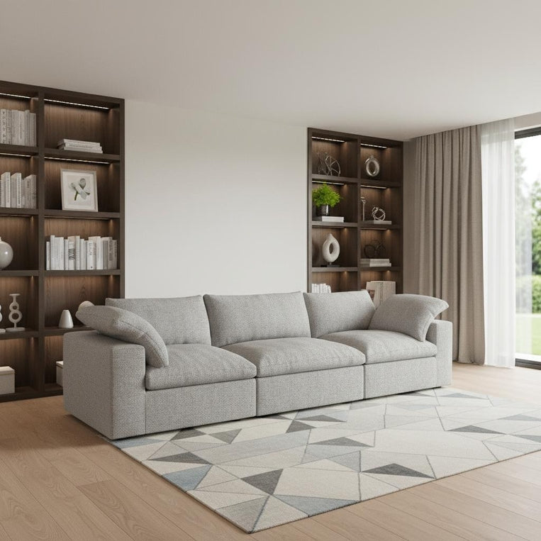 120" Linen Blend Modular Three-Seater Sectional