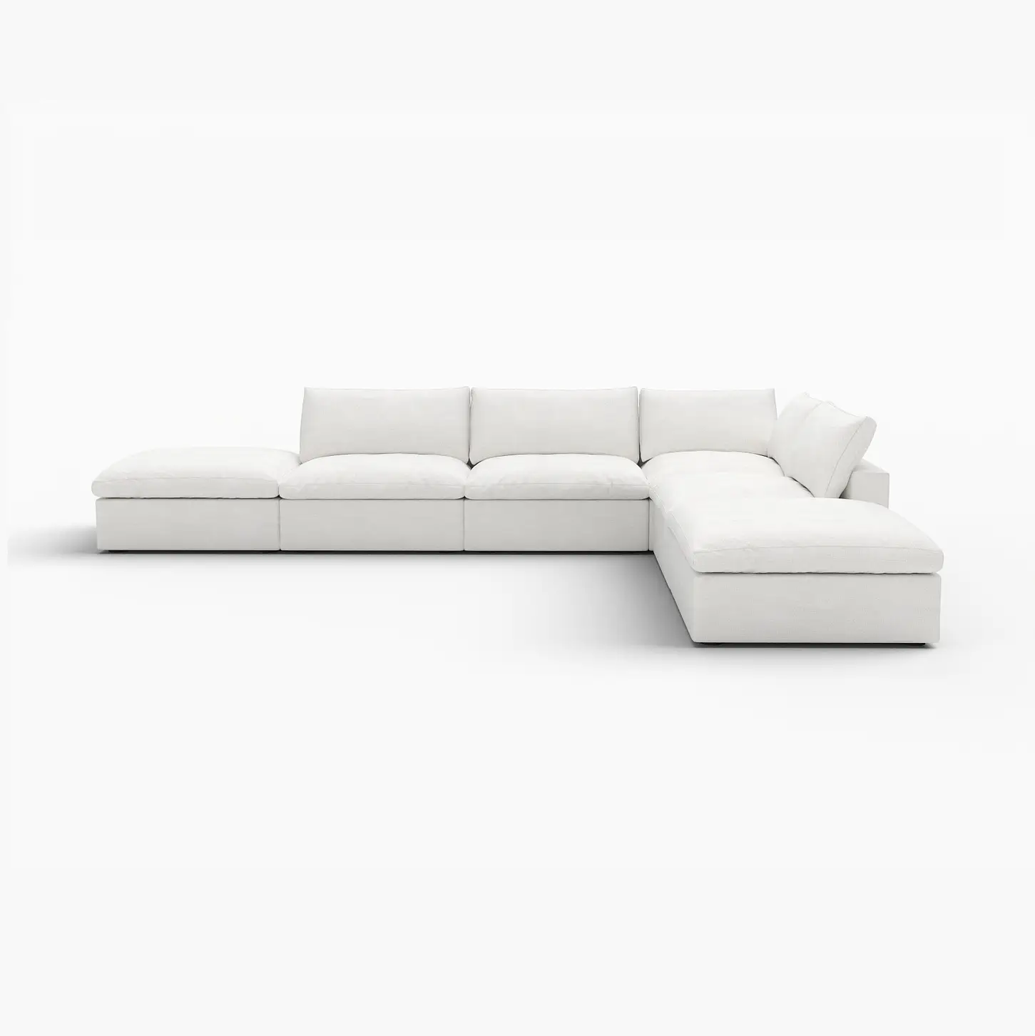 160" Linen Blend Modular Armless Sofa with Ottomans and Storage