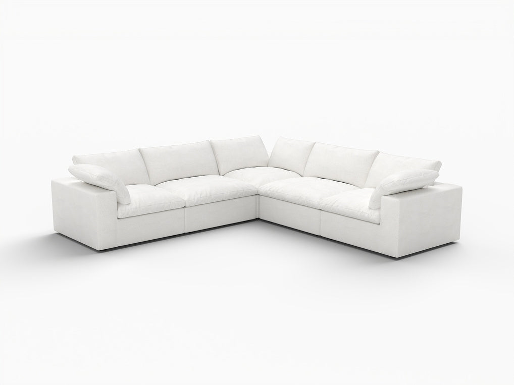 120" x 120" Linen Blend Modular L Shaped Five Piece Corner Sectional