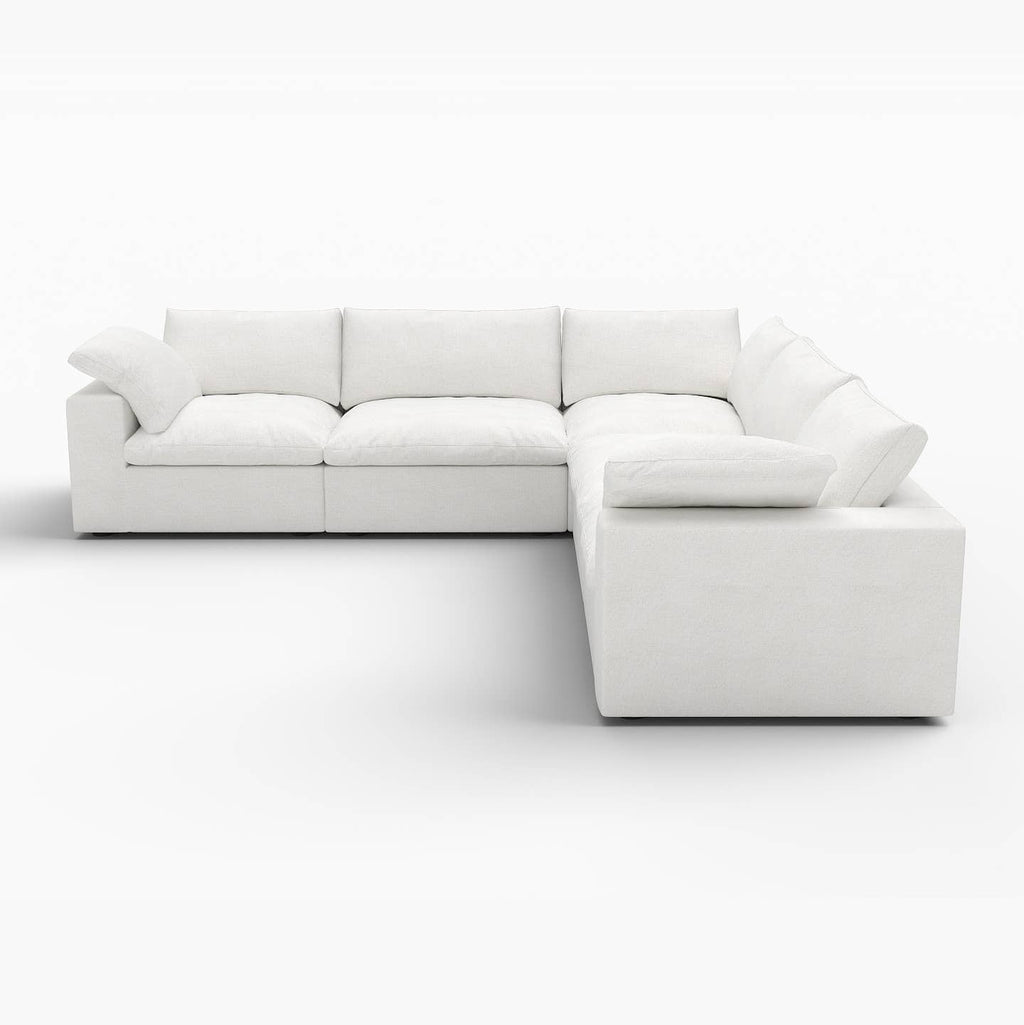 120" x 120" Linen Blend Modular L Shaped Five Piece Corner Sectional