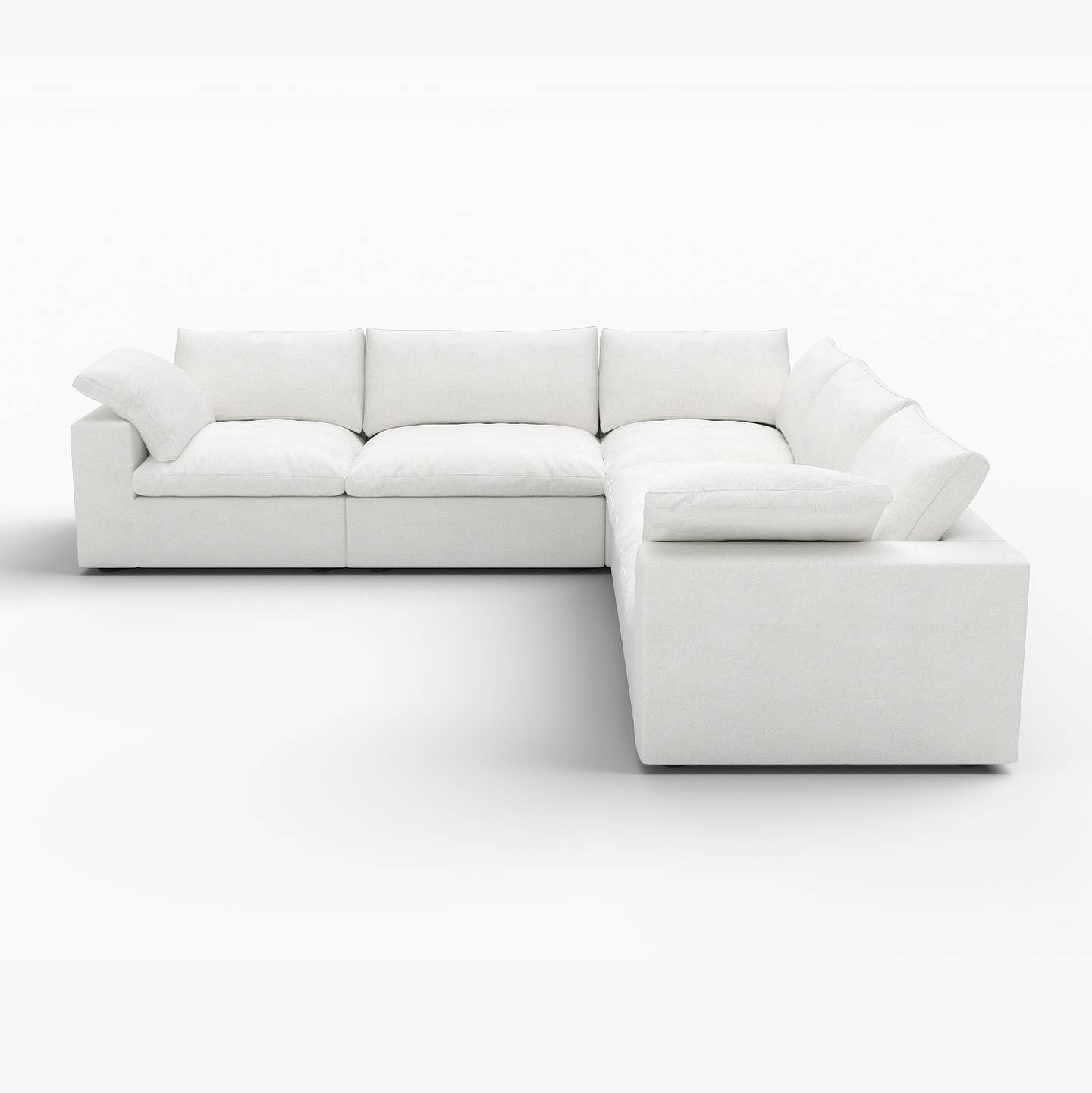 120" x 120" Linen Blend Modular L Shaped Five Piece Corner Sectional