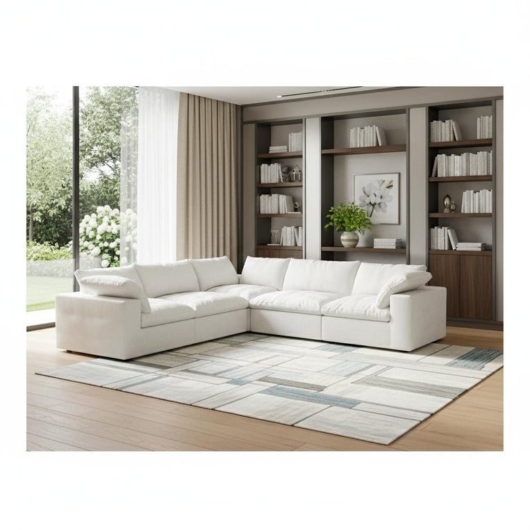 120" x 120" Linen Blend Modular L Shaped Five Piece Corner Sectional
